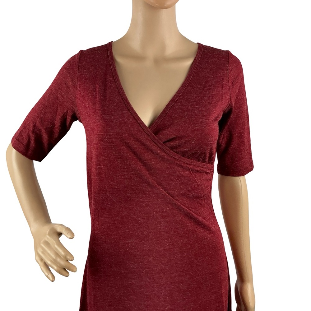 prAna Nadia Faux Wrap Wool Blend Dress Heathered Red Size XS - Picture 2 of 7
